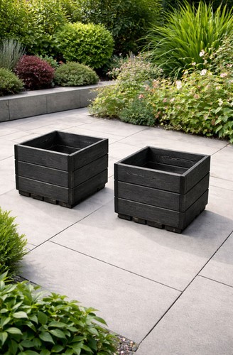 Square wooden planters - wooden, set