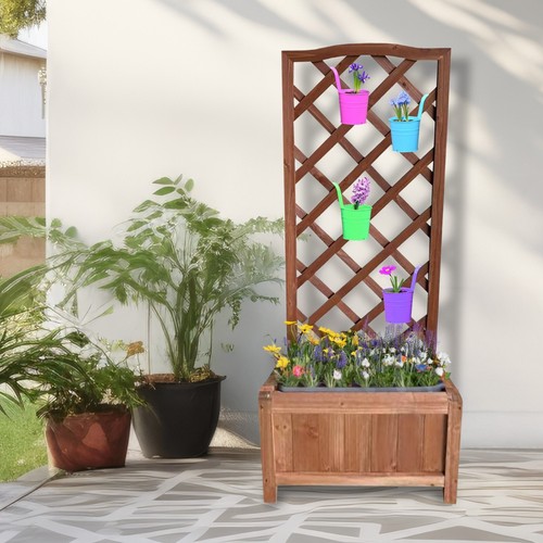 Wooden garden planter trellis - garden,