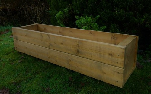 Long garden wooden planter - wooden,