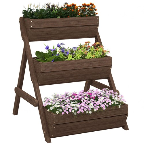 Wooden tier raised planter - wooden, 3-tier