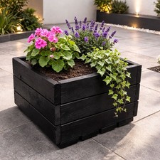 Black Wooden Square Planter