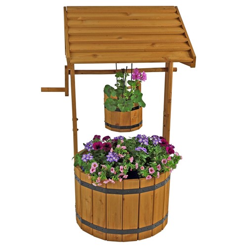 Wooden wishing well - wooden,